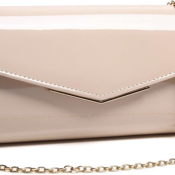 Patent Leather Envelope Clutch Womens Evening Handbag Stylish Crossbody Shoulder - Picture 2 of 7